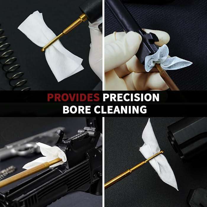 PINGMIC Gun Cleaning Supplies - Gun Cleaning Patches and Long Cotton Swabs Set, 6" Cotton Swabs, Lint Free Cloth Fit Most Caliber Firearms - Image 8