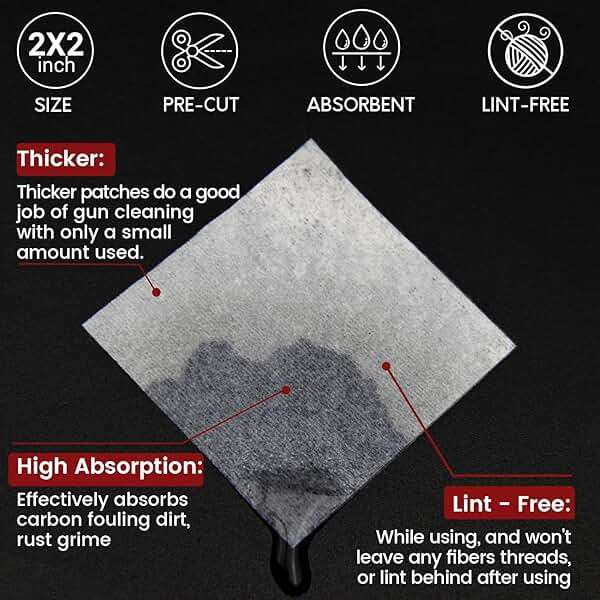 PINGMIC Gun Cleaning Supplies - Gun Cleaning Patches and Long Cotton Swabs Set, 6" Cotton Swabs, Lint Free Cloth Fit Most Caliber Firearms - Image 9