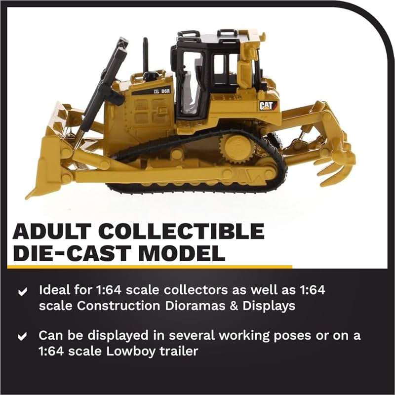 Diecast Masters 1:64 Caterpillar D6R XL Bulldozer, Play & Collect Series Cat Trucks & Construction Equipment | 1:64 Scale Model Diecast Collectible Model 85691 - Image 3