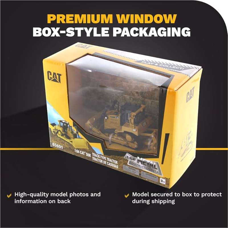 Diecast Masters 1:64 Caterpillar D6R XL Bulldozer, Play & Collect Series Cat Trucks & Construction Equipment | 1:64 Scale Model Diecast Collectible Model 85691 - Image 6