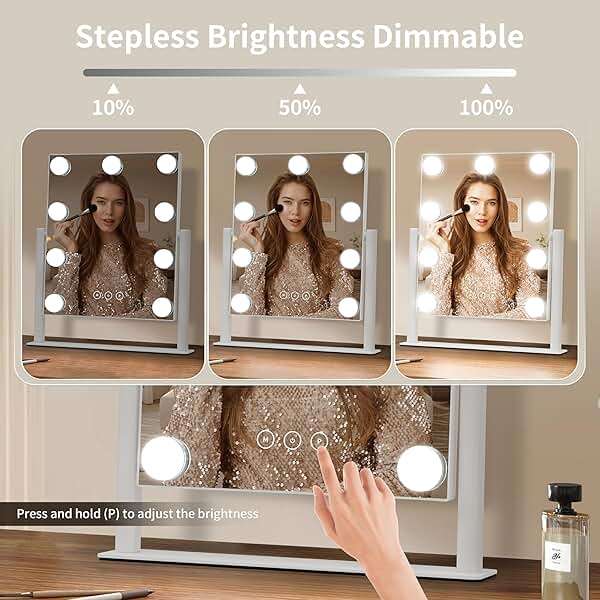 NUSVAN Vanity Mirror with Lights, Makeup Mirror with Lights,3 Color Lighting Modes Detachable 10X Magnification Mirror Touch Control,360°Rotation, White. - Image 4