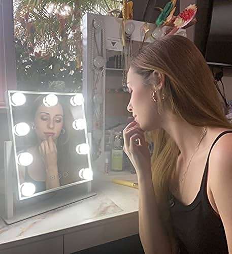 NUSVAN Vanity Mirror with Lights, Makeup Mirror with Lights,3 Color Lighting Modes Detachable 10X Magnification Mirror Touch Control,360°Rotation, White. - Image 7