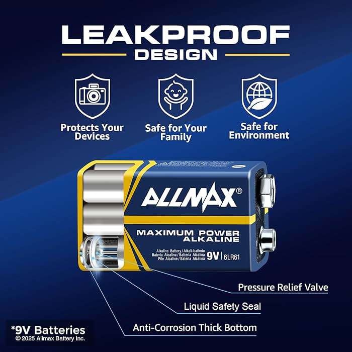 Allmax 9V Maximum Power Alkaline Batteries (48 Count) – Ultra Long-Lasting, Leakproof Design, 7-Year Shelf Life, Maximum Performance (9 Volt) - Image 4