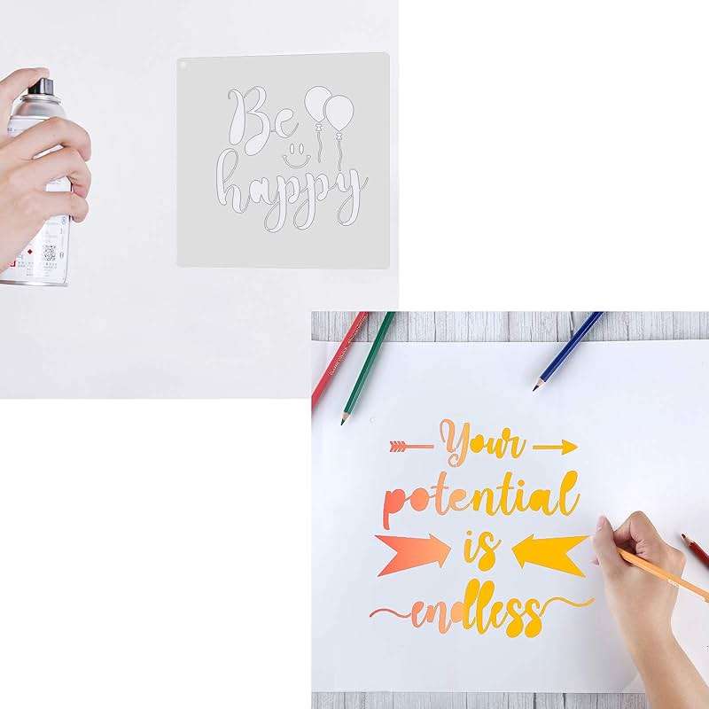 Zonon 16 Pcs Inspirational Word Stencil 7.87 Inch Motivational Quote Reusable Polyester Film Template Stencils with Open Ring for Back to School Students Crafts Painting on Wood, Drawing Wall - Image 5