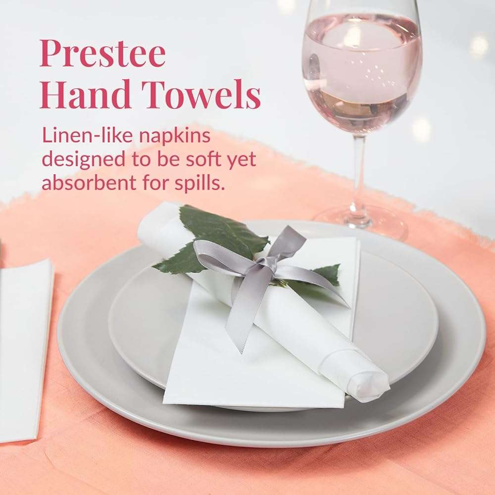 Prestee 50-Pack Paper Towels - 7.8 x 4.25 Inch Soft Linen Feel Paper Napkins - Durable and Absorbent Hand Towels for Bathroom - Disposable Table Napkins for Weddings, Dinners, Christmas, Thanksgiving - Image 2