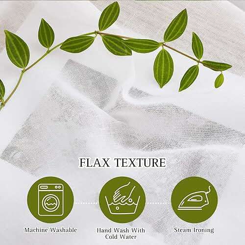 NICETOWN White Sheer Linen Curtains for Living Room 84 inch Length 2 Panels Set, Grommet Semi Sheer Privacy with Light Filtering Flax Window Treatments for Bedroom, W52 x L84 - Image 4