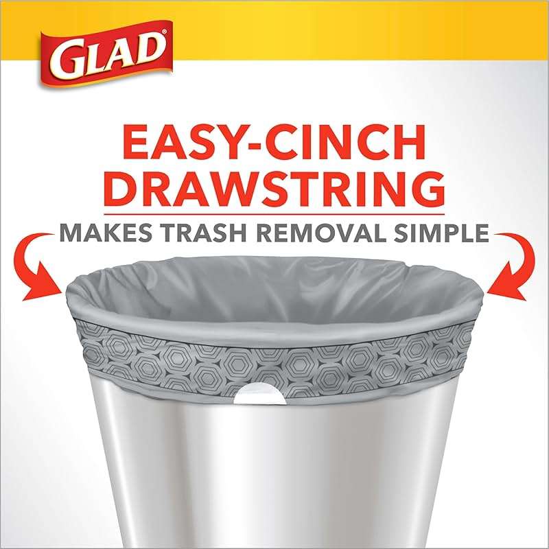 Glad Drawstring Trash Bags with Clorox, 4 Gal, Lemon Fresh Bleach, 80 Ct, 30 Pack (Package May Vary) - Image 4