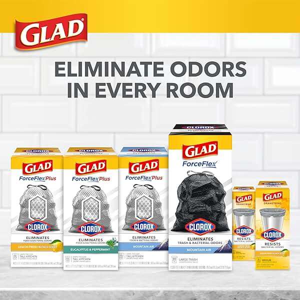 Glad Drawstring Trash Bags with Clorox, 4 Gal, Lemon Fresh Bleach, 80 Ct, 30 Pack (Package May Vary) - Image 7