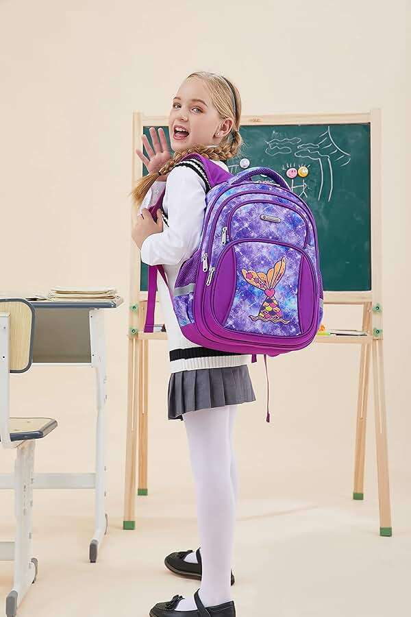 Cusangel Kids Backpack for Girls Preschool Elementary Kindergarten Mermaid School Bag 15.6″ Multifunctional Cute Large Capacity - Image 2