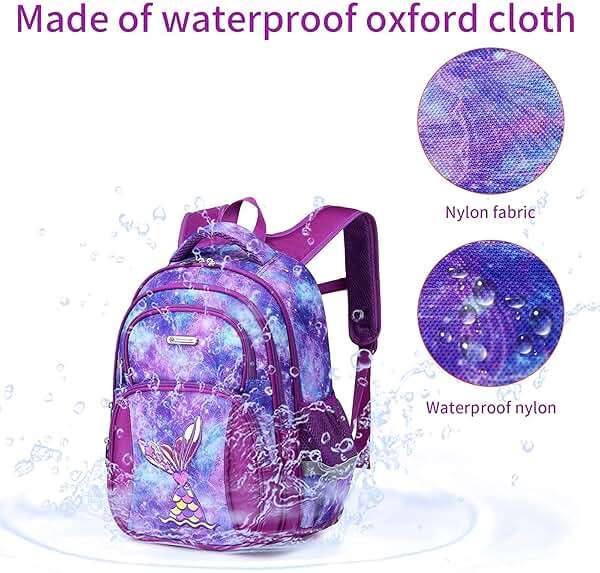 Cusangel Kids Backpack for Girls Preschool Elementary Kindergarten Mermaid School Bag 15.6″ Multifunctional Cute Large Capacity - Image 5
