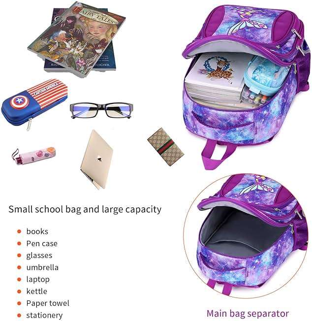 Cusangel Kids Backpack for Girls Preschool Elementary Kindergarten Mermaid School Bag 15.6″ Multifunctional Cute Large Capacity - Image 8