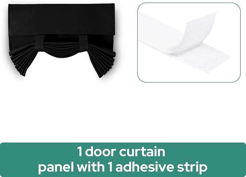 HOMEIDEAS Blackout French Privacy Door Curtains for Door Window,Curtains for Glass, Thermal Insulated Tie Up Shade Window Covering for Bedroom, Black, W26 X L40 Inch, 1 Panel - Image 8