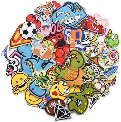 Harsgs 60pcs Random Assorted Styles Embroidered Patches, Bright Vivid Colors, Sew On/Iron On Patch Applique for Clothes, Dress, Hat, Jeans, DIY Accessories - Image 3