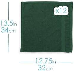 Hearth & Harbor Washcloths 12 Pack - 100% Cotton Washcloth for Body and face, High Absorbent and Soft 13"x13" Body Wash Cloth, Quick Dry - Hunter Green Washcloths - Image 3