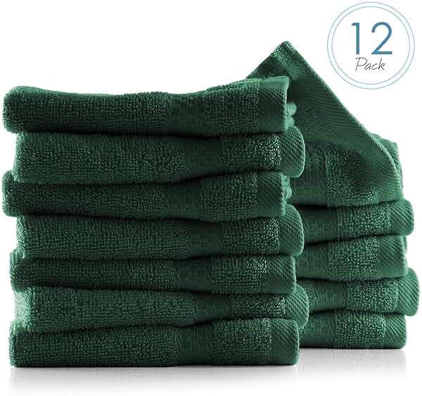 Hearth & Harbor Washcloths 12 Pack - 100% Cotton Washcloth for Body and face, High Absorbent and Soft 13"x13" Body Wash Cloth, Quick Dry - Hunter Green Washcloths - Image 4