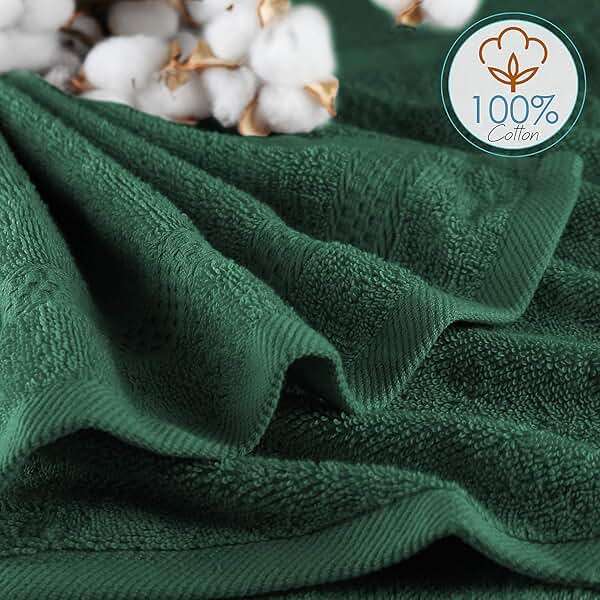 Hearth & Harbor Washcloths 12 Pack - 100% Cotton Washcloth for Body and face, High Absorbent and Soft 13"x13" Body Wash Cloth, Quick Dry - Hunter Green Washcloths - Image 6