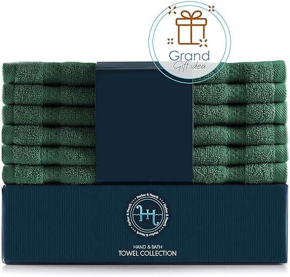 Hearth & Harbor Washcloths 12 Pack - 100% Cotton Washcloth for Body and face, High Absorbent and Soft 13"x13" Body Wash Cloth, Quick Dry - Hunter Green Washcloths - Image 8