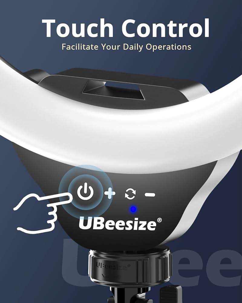 UBeesize 12'' LED Ring Light with 62'' Tripod Stand, Selfie Ring Light for Video Recording, Live Streaming, TikTok & YouTube, Compatible with iPhone & Android (Black) - Image 2