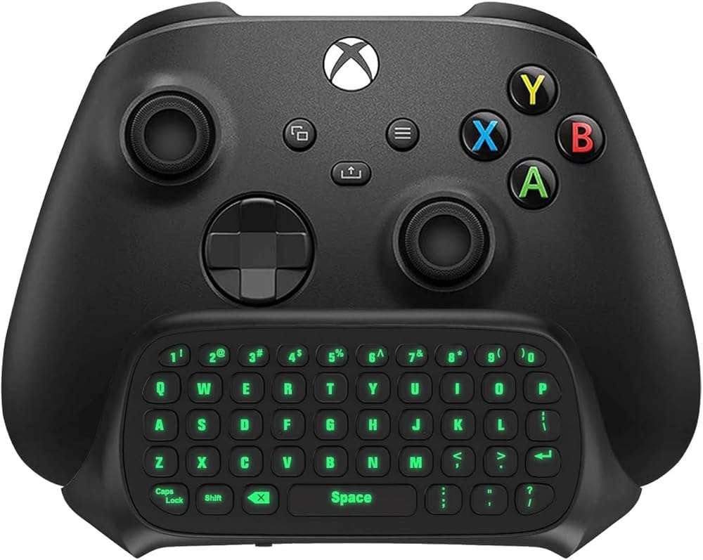 TiMOVO Green Backlight Keyboard for Xbox One, Xbox Series X/S,Wireless Chatpad Message KeyPad with Headset & Audio Jack,Mini Game Keyboard Fit Xbox One/One S/One Elite/2, 2.4G Receiver Included, Black - Image 4