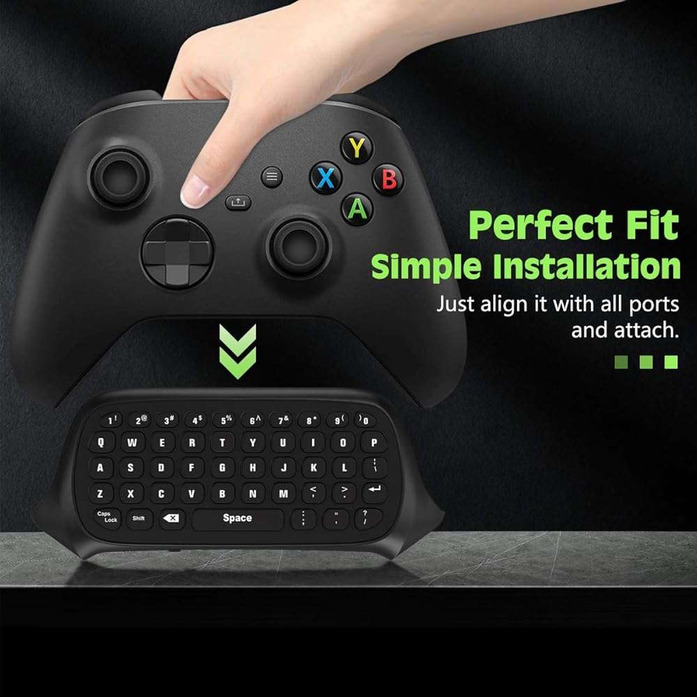 TiMOVO Green Backlight Keyboard for Xbox One, Xbox Series X/S,Wireless Chatpad Message KeyPad with Headset & Audio Jack,Mini Game Keyboard Fit Xbox One/One S/One Elite/2, 2.4G Receiver Included, Black - Image 5