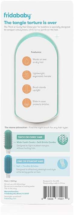 Frida Baby Detangling Hairbrush for Thick or Curly Hair, Toddler Hairbrush, Detangler Brush for Kids, Wide-Tooth Comb & Bristle Combo, Loosens Knots Without Tears or Breakage, Wet or Dry Use, Teal - Image 6