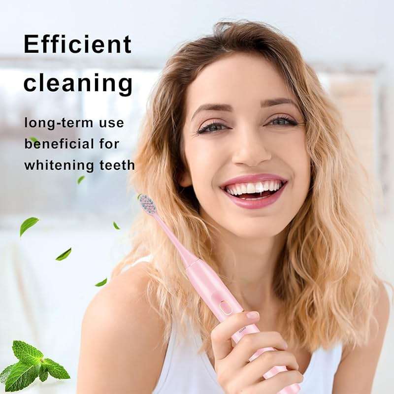 kingheroes Electric Toothbrush Set, Comes with 8 Brush Heads & Travel Case,4 Modes with 2 Minutes Built in Smart Timer, One Charge for 60 Days, 42000 VPM Motor (Pink) - Image 2