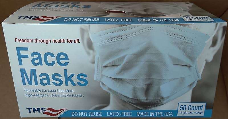 TAIJI Medical Supplies TMS Consumer Series 3-Layer Face Mask by US98, Made in USA F3502 LV2 96% Filtration, Soft, Hypoallergenic and Highly Breathable, Premium Latex-free, Single-Use, 50-Count Box. - Image 2