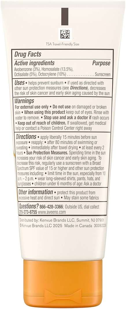 Aveeno Protect + Hydrate Face Sunscreen, SPF 60 Broad Spectrum, for Sensitive Skin, Travel Size, Water Resistant (80 minutes), Paraben, Oxybenzone & Oil Free, 2 fl oz - Image 6