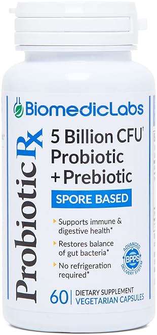 Probiotic Rx: 5 Billion CFU – Probiotic + Prebiotic - Spore-Based – 60-Day Supply - SBO - Supports Immune & Gut Health - Soil-Based Organisms - No Refrigeration Required - Image 1