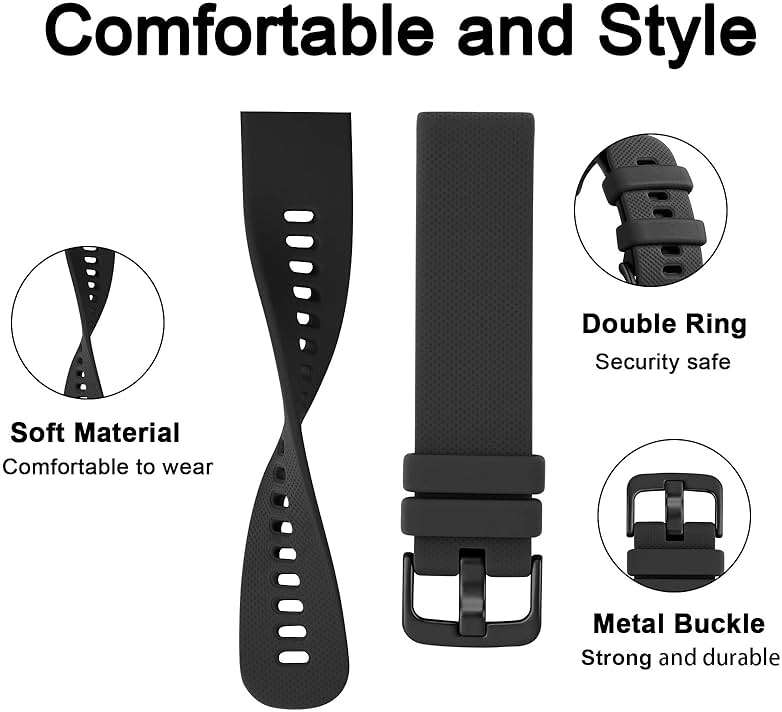 GEAK Compatible with Garmin Vivoactive 5 Watch Bands/Garmin Vivoactive 3 Watch Bands,20mm Silicone Band for Vivoactive 3 Music/Vivomove Sport,Forerunner 645/245 Music Smartwatch Women Men Black - Image 4