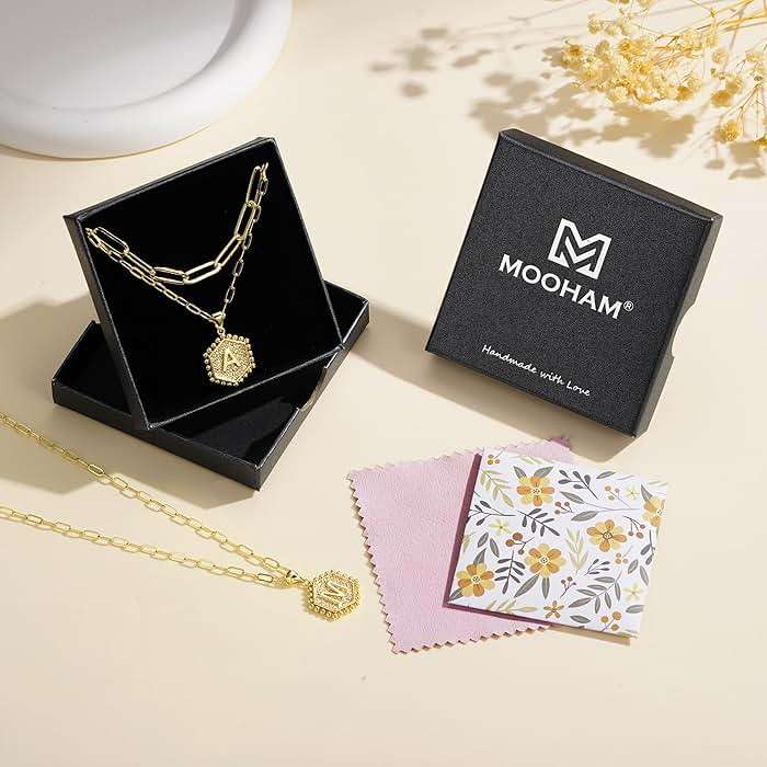 M MOOHAM Dainty Initial Necklaces for Women, 14K-Gold-Plated Layering Necklace for Women Cute Hexagon Letter Initial Necklace Layered Necklaces for Womens Teen Girl Gifts - Image 8