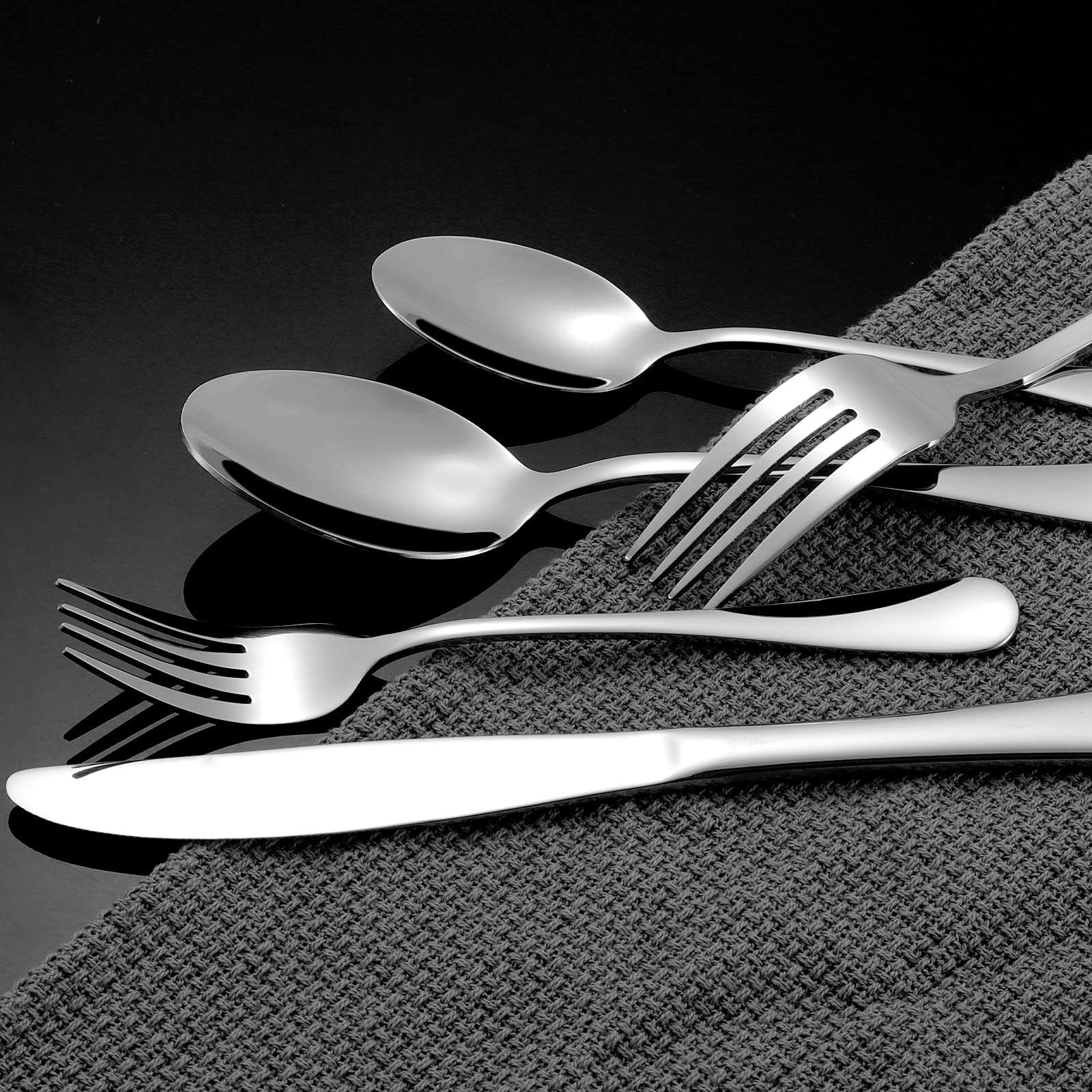NICE KITCHEN Silverware Set, 40 Piece Stainless Steel Cutlery Sets for 8, Heavy Duty Flatware, Mirror Polished Forks Spoons and Knives Set, Reusable Utensils for Home Kitchen, Dishwasher Safe - Image 10