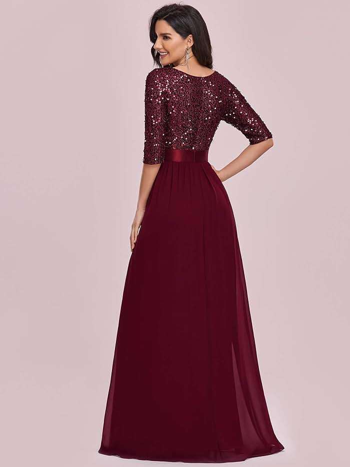 Ever-Pretty Women's Sequin Chiffon Formal Evening Dresses A Line Half Sleeves Mother of The Bride Dress 00683 - Image 2