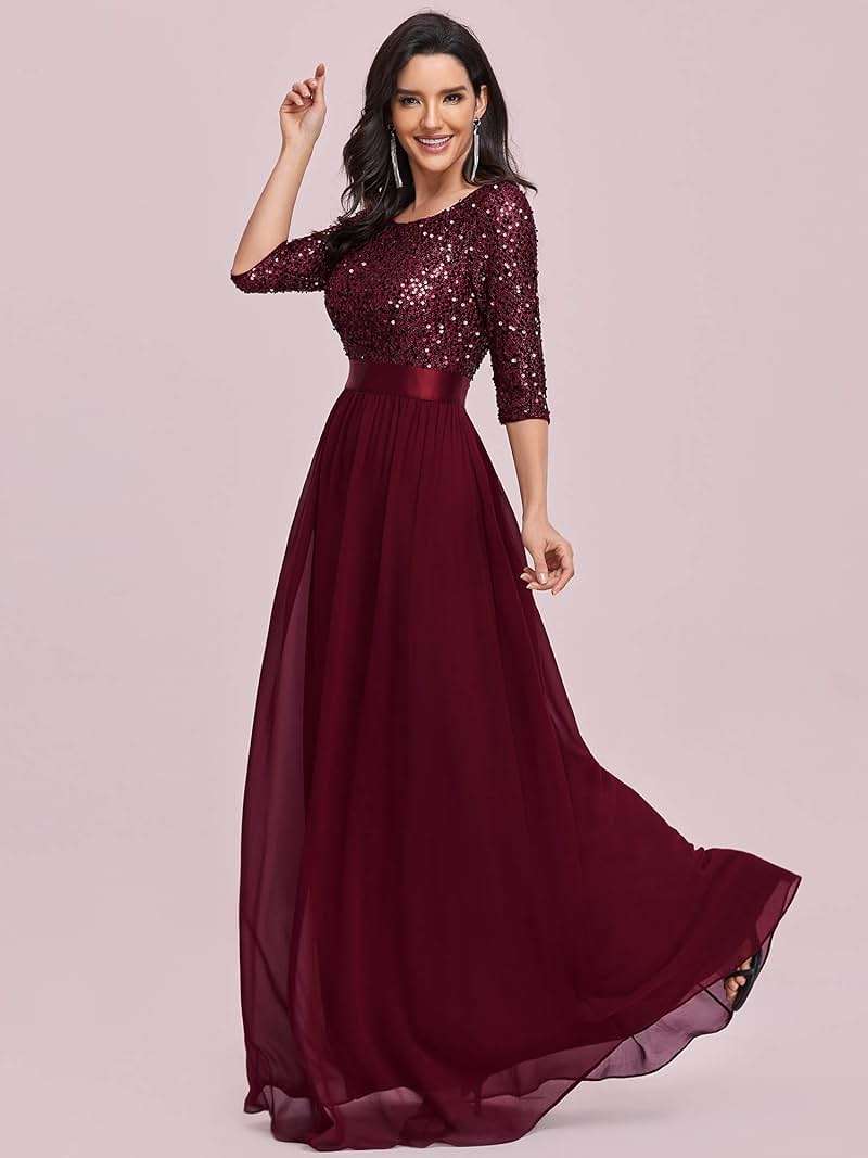 Ever-Pretty Women's Sequin Chiffon Formal Evening Dresses A Line Half Sleeves Mother of The Bride Dress 00683 - Image 3