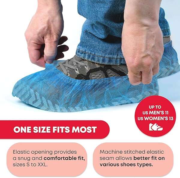 Ever Ready First Aid - Disposable Shoe Cover - 100 count (50 pairs) Hygienic Foot Booties Covers Disposable Recyclable Waterproof Shoe Booties, Fits Large Size Up to US Men's 11 & US Women's 13 - Image 4