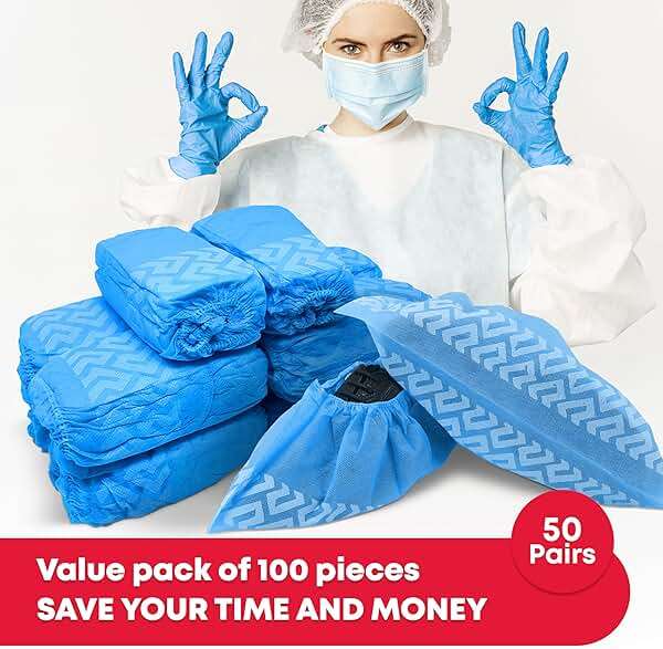 Ever Ready First Aid - Disposable Shoe Cover - 100 count (50 pairs) Hygienic Foot Booties Covers Disposable Recyclable Waterproof Shoe Booties, Fits Large Size Up to US Men's 11 & US Women's 13 - Image 7