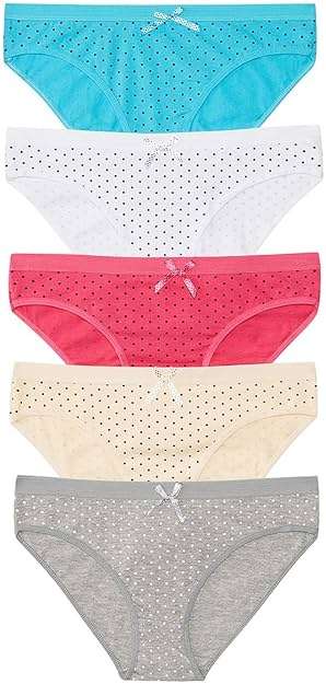 Nabtos Women's Cotton Underwear Sexy Bikini Polka dot Panties Pack of 5 - Image 1