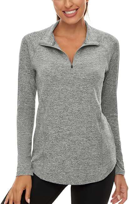 LURANEE Womens UPF 50+ Long Sleeve 1/4 Zip Pullover Athletic Hiking Running Workout Tops - Image 1