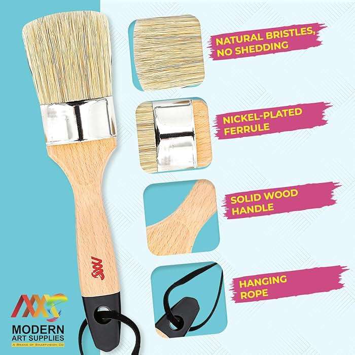 Chalk Wax Paint Brush 4PCs Set Including 3 Small for Furniture Painting and 1 Large Bristle Paint Brushes Set Compatible with Annie Sloan Paint, Fusion Mineral Paint - Image 4