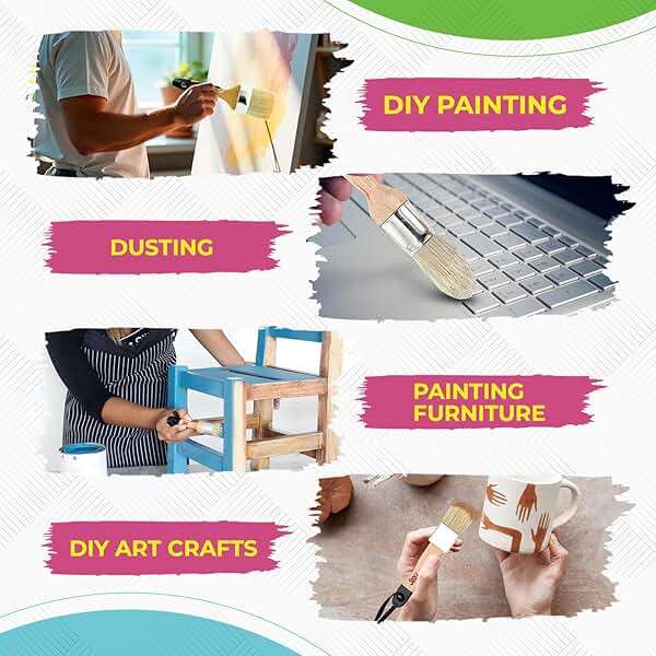 Chalk Wax Paint Brush 4PCs Set Including 3 Small for Furniture Painting and 1 Large Bristle Paint Brushes Set Compatible with Annie Sloan Paint, Fusion Mineral Paint - Image 5