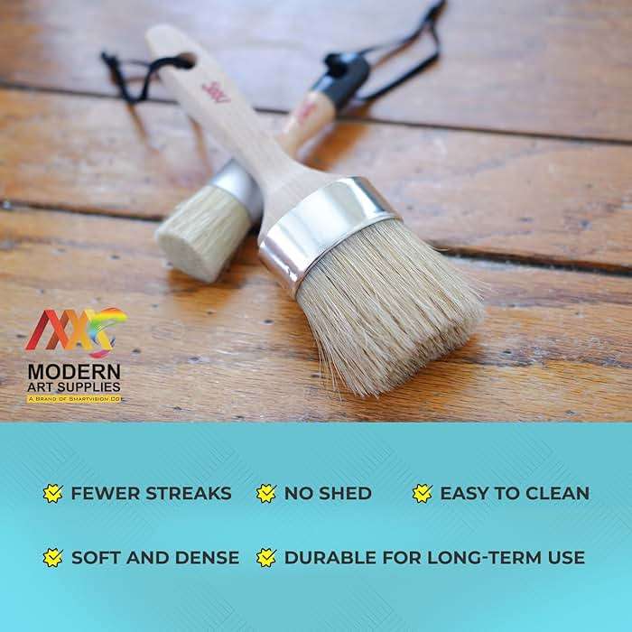 Chalk Wax Paint Brush 4PCs Set Including 3 Small for Furniture Painting and 1 Large Bristle Paint Brushes Set Compatible with Annie Sloan Paint, Fusion Mineral Paint - Image 6