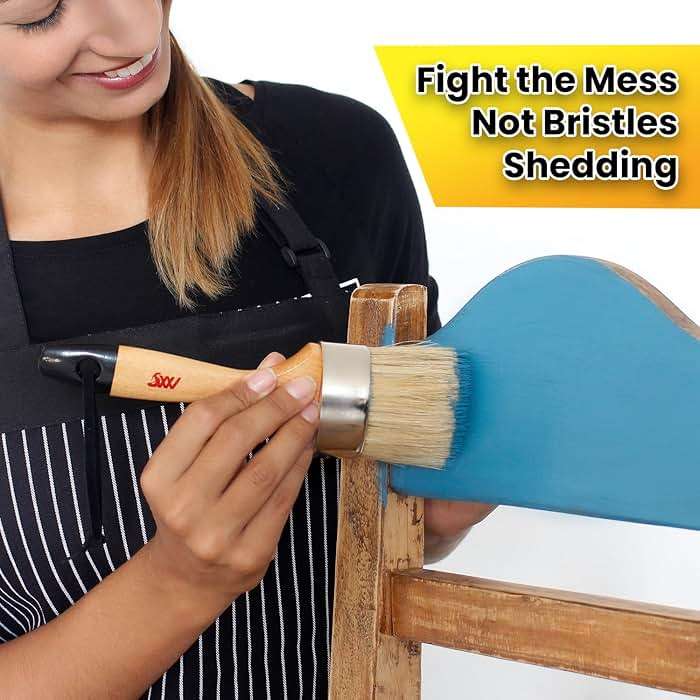 Chalk Wax Paint Brush 4PCs Set Including 3 Small for Furniture Painting and 1 Large Bristle Paint Brushes Set Compatible with Annie Sloan Paint, Fusion Mineral Paint - Image 8