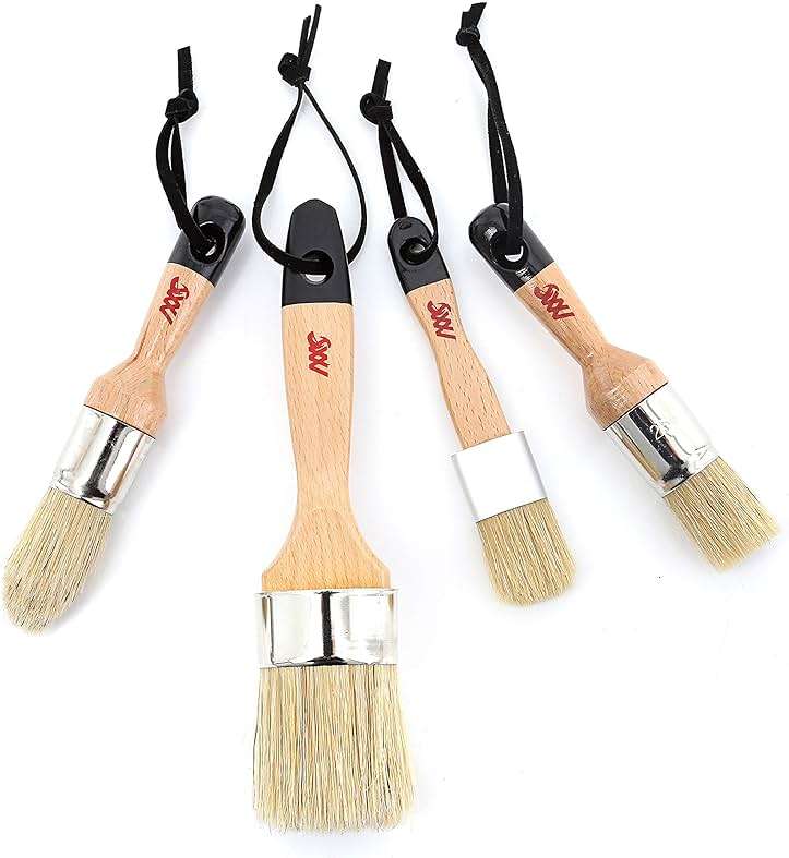 Chalk Wax Paint Brush 4PCs Set Including 3 Small for Furniture Painting and 1 Large Bristle Paint Brushes Set Compatible with Annie Sloan Paint, Fusion Mineral Paint - Image 9