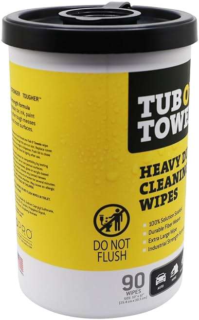 Tub O' Towels TW90 Heavy-Duty 10" x 12" Size Multi-Surface Cleaning Wipes, 90 Count Per Canister, 6 Pack - Image 2