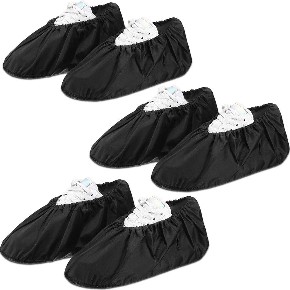 SATINIOR 3 Pairs Reusable Shoe Covers Slip Resistant Waterproof Boot Covers Elasticity Convenience Dustproof Overshoes Machine Washable for Household Carpet Floor Protection, Black - Image 1