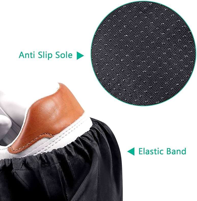 SATINIOR 3 Pairs Reusable Shoe Covers Slip Resistant Waterproof Boot Covers Elasticity Convenience Dustproof Overshoes Machine Washable for Household Carpet Floor Protection, Black - Image 2