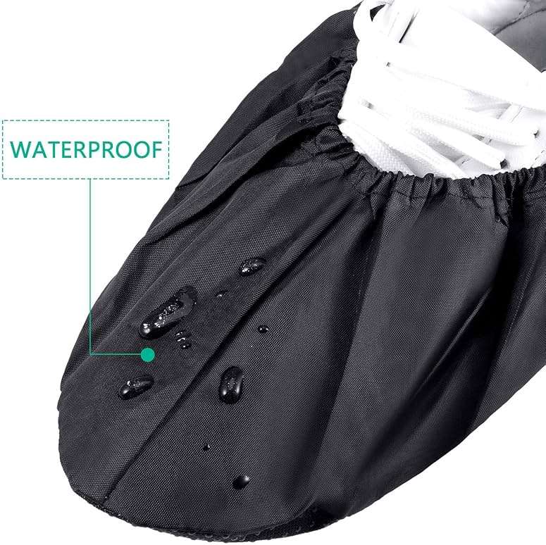 SATINIOR 3 Pairs Reusable Shoe Covers Slip Resistant Waterproof Boot Covers Elasticity Convenience Dustproof Overshoes Machine Washable for Household Carpet Floor Protection, Black - Image 3