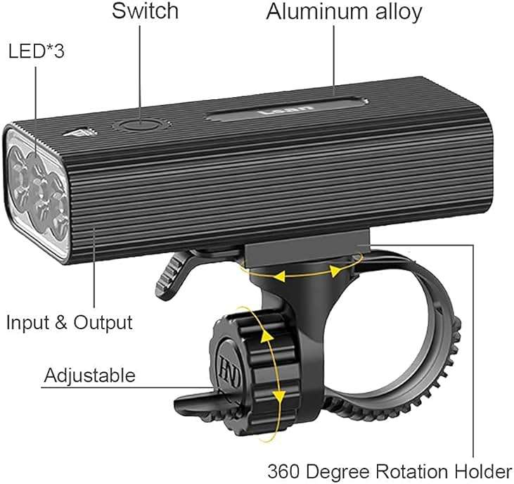 Super Bright Bike Lights Front and Back,1200 Lumens Bike Lights for Night Riding,USB Rechargeable Bicycle Light,3 LED Bike Headlight with Power Bank Function,IPX5 Waterproof,3+5 Light Modes - Image 2