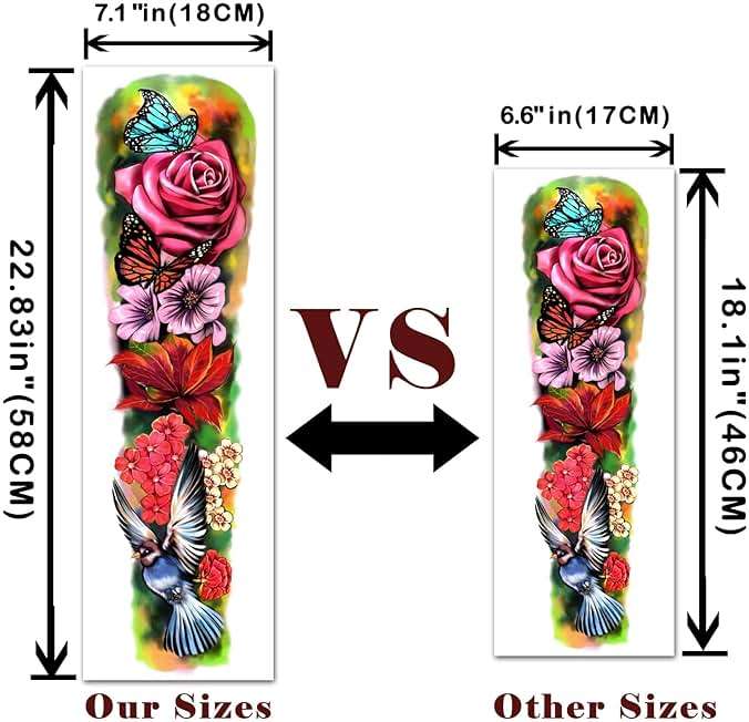 Temporary Tattoo Full Arm 8 Sheets and Half Arm Shoulder Waterproof Fake Tattoos 10 Sheets, Extra Large LastingTattoo Stickers for Girls or Women - Image 2