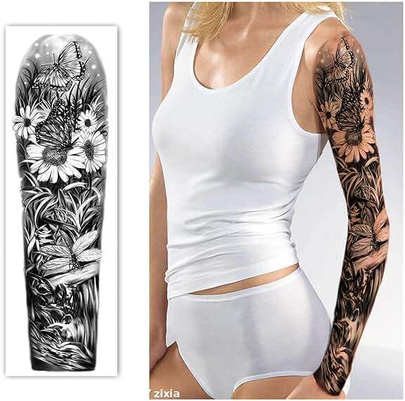 Temporary Tattoo Full Arm 8 Sheets and Half Arm Shoulder Waterproof Fake Tattoos 10 Sheets, Extra Large LastingTattoo Stickers for Girls or Women - Image 4